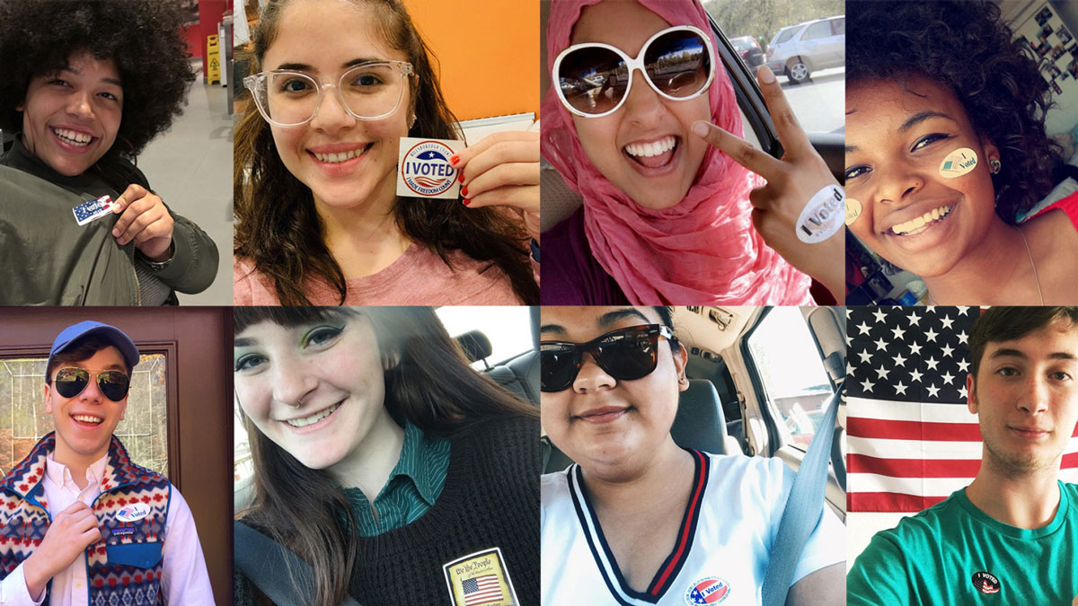 people with "I Voted" stickers